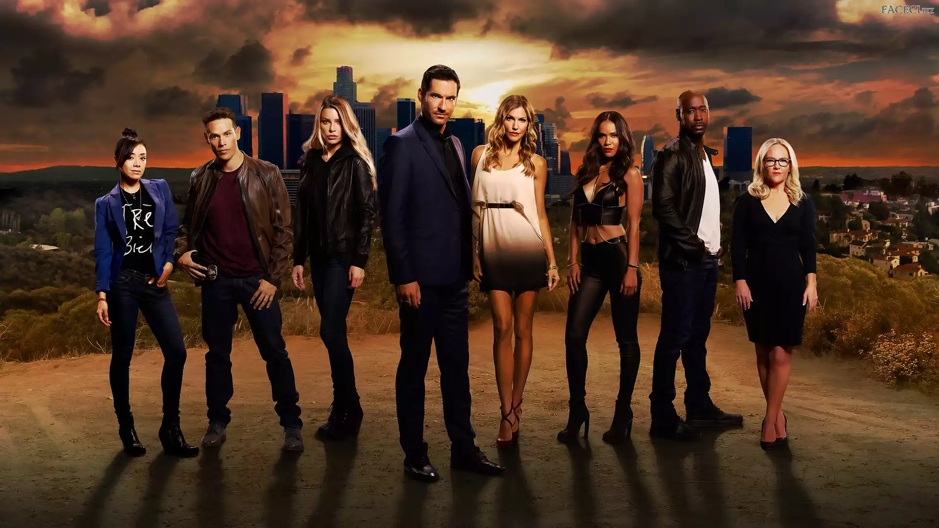 Lauren German, Aktorki, Kevin Alejandro, Lucifer, Rachael Harris, Lesley-Ann Brandt, Aktorzy, Tom Ellis, Tricia Helfer, Filmowe, Lucyfer, Seriale, Aimee Garcia, DB Woodside